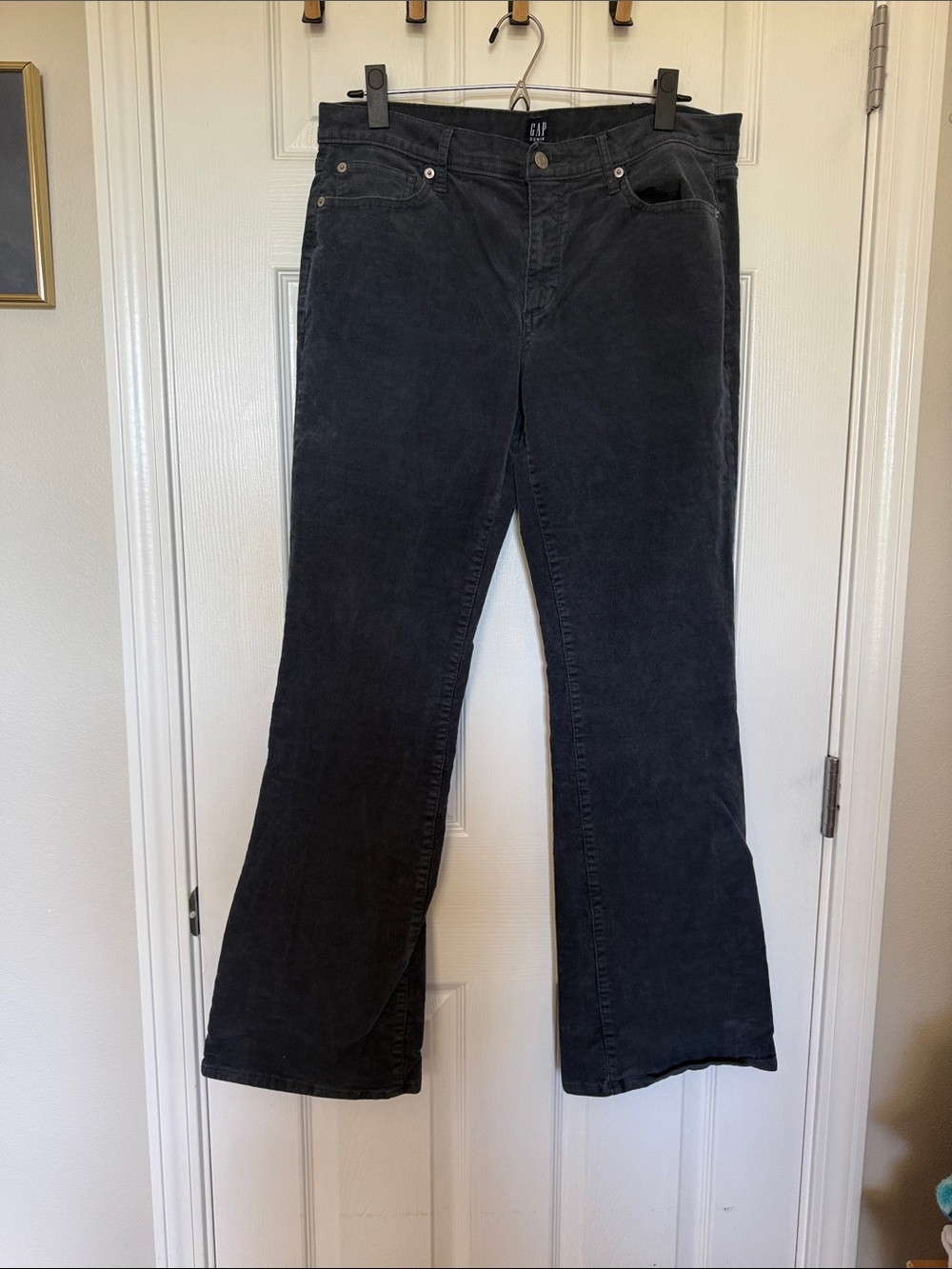 GAP women’s smoky blue boot wide corduroy pants GUC Sz 30 short